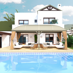 Gazebo de aluminio con cortina para sombrilla de Patio de 300*600CM
